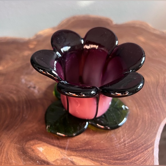 Vibrant Blown Glass Flower Candle Holders - Picture 3 of 7